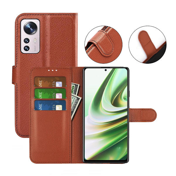 Xiaomi 12 Lite Plånboksfodral med Stativ - Brun Brun