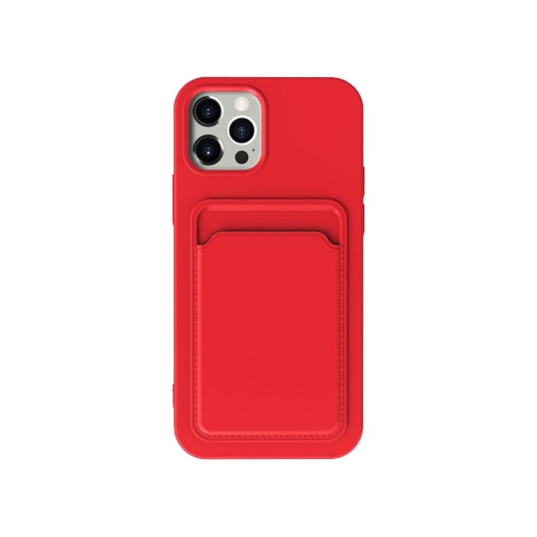 iPhone 13 Pro Silikonskal med Korthållare - Röd Röd