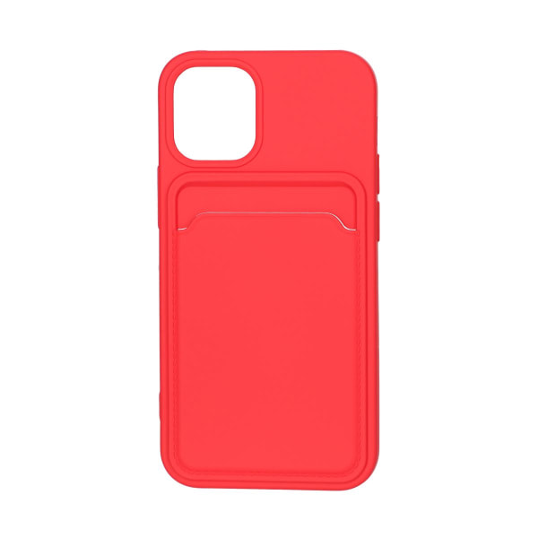 iPhone 12 Mini Silikonskal med Korthållare - Röd Red