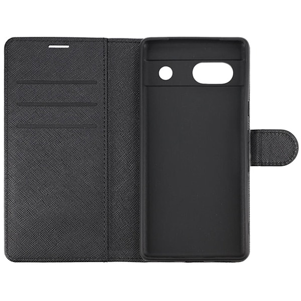 Google Pixel 7A Plånboksfodral med Stativ - Black Svart