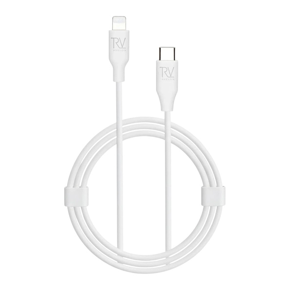 Rvelon iPhone-kabel USB C till Lightning MFi Silikon 2M Vit Vit