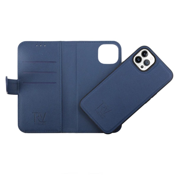iPhone 14 Pro Plånboksfodral Magnet Rvelon - Blå Marinblå