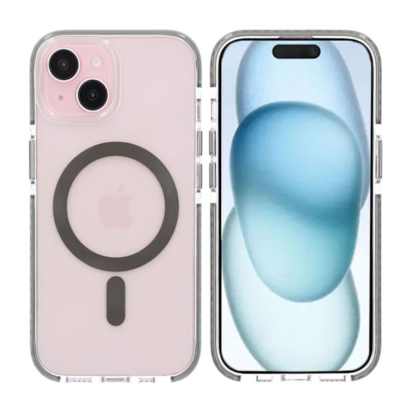 iPhone 15 Mobilskal Magnet Dubbelskydd - Grå grå