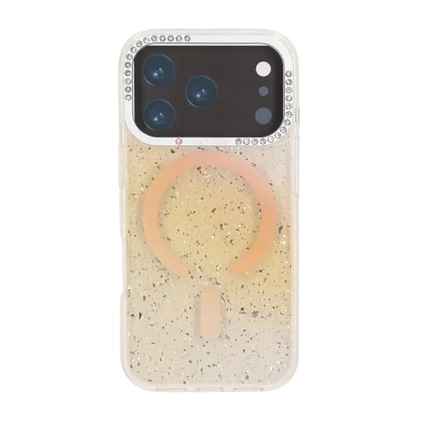 Glitter Skal MagSafe och Diamanter för iPhone 17 Pro Max - Guld
