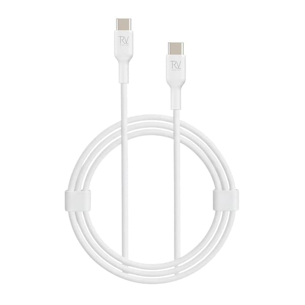Rvelon USB-C Laddkabel 60W Snabbladdning 2m - Vit Silver