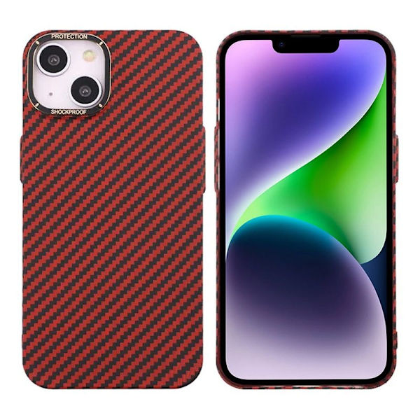 Kolfiber Skal iPhone 14 Plus - Röd Röd
