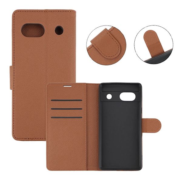 Google Pixel 7A Plånboksfodral med Stativ - Brun Brown