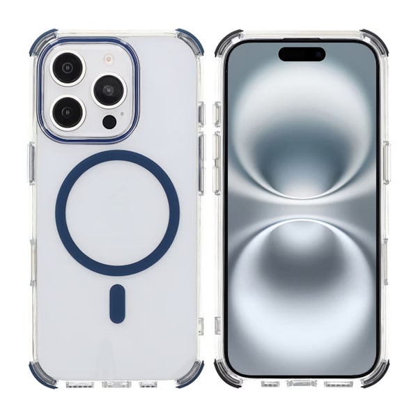 iPhone 16 Pro Max Rvelon Mobilskal Magnet med Kantskydd - Blå Blå