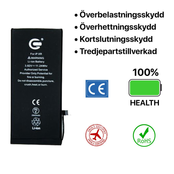 iPhone XR Batteri Hög Kvalité Black