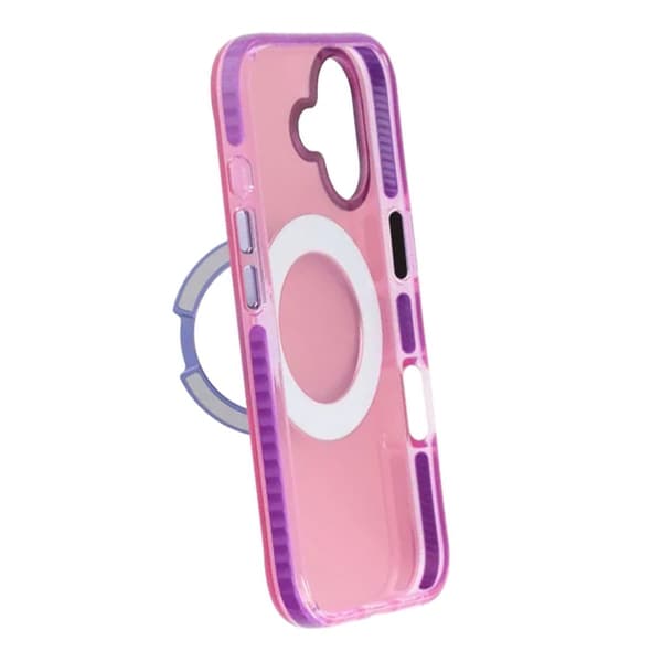Stöttåligt skal med roterbart stativ för iPhone 17 - Rosa-röd punainen