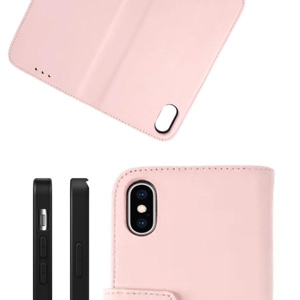 iPhone X/XS Plånboksfodral Läder Rvelon - Rosa Old pink