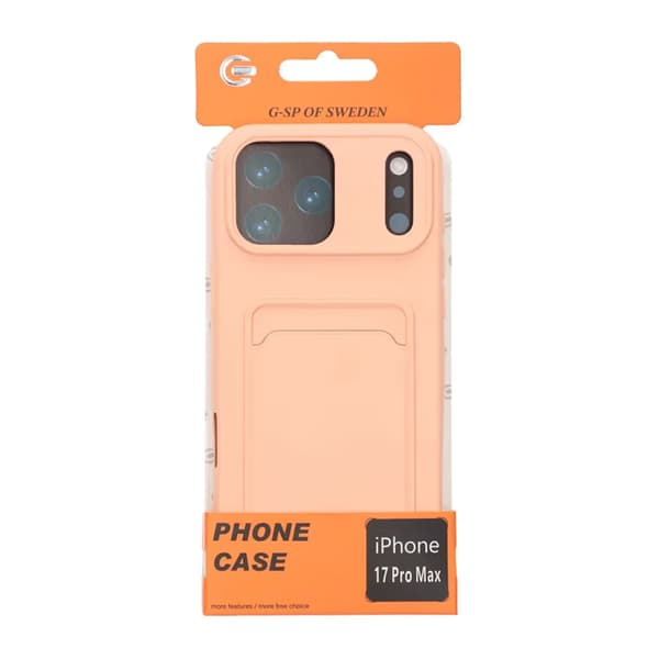 Mobilskal Silikon med Korthållare för iPhone 17 Pro Max - Rosa pink