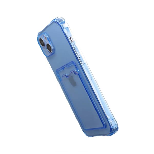 iPhone 14 Plus Stöttåligt Skal med Korthållare - Blå Blue