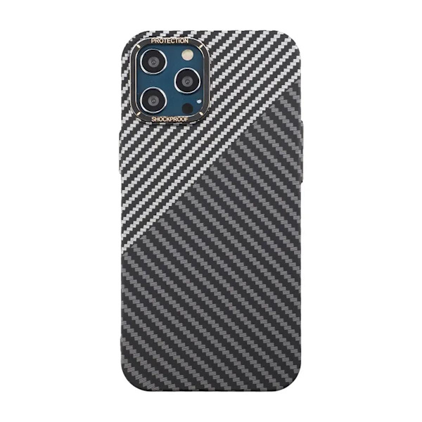 Kolfiber Skal iPhone 12 Pro Max - Svart & Vit Svart