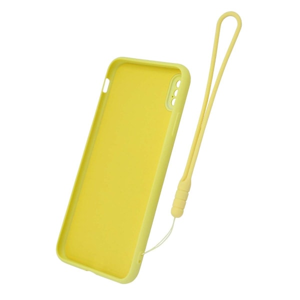 iPhone X/XS Silikonskal med Ringhållare och Handrem - Gul Gul