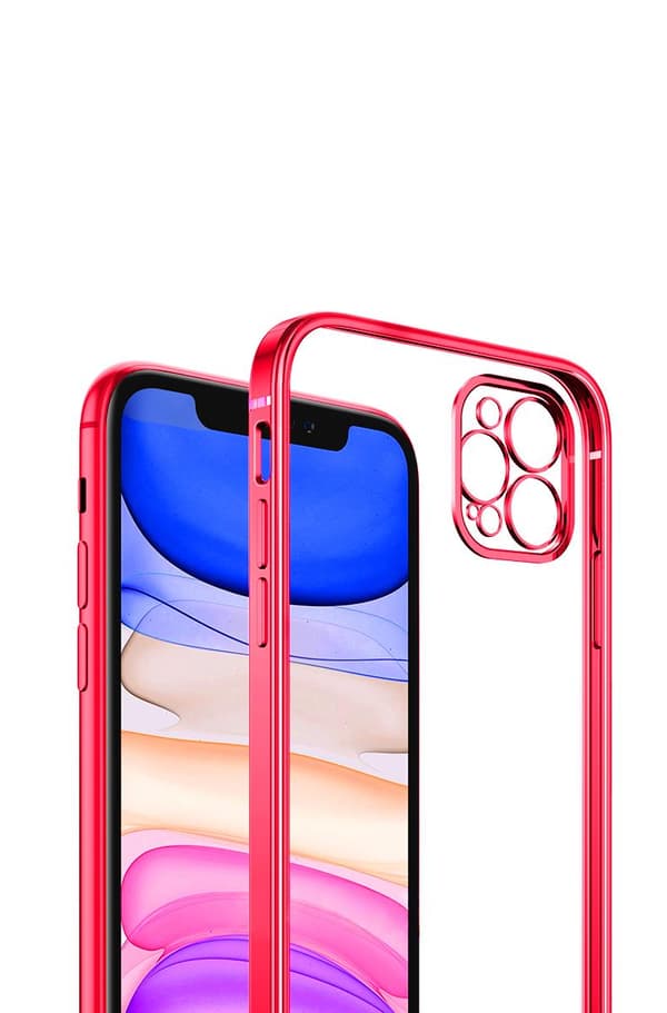 iPhone 12 Pro Mobilskal med Kameraskydd - Röd/transparent Red
