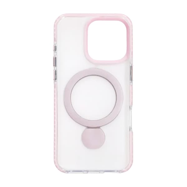 Cover Magsafe til iPhone 16 Pro - Transparent rosa med ringstativ Pink