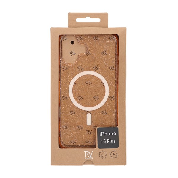 iPhone 16 Plus Rvelon Mobilskal TPU med MagSafe - Glitter Guld Gold
