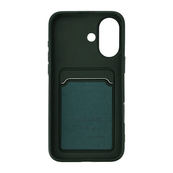 iPhone 16 Plus Mobilskal Silikon med Korthållare - Militärgrön Grön