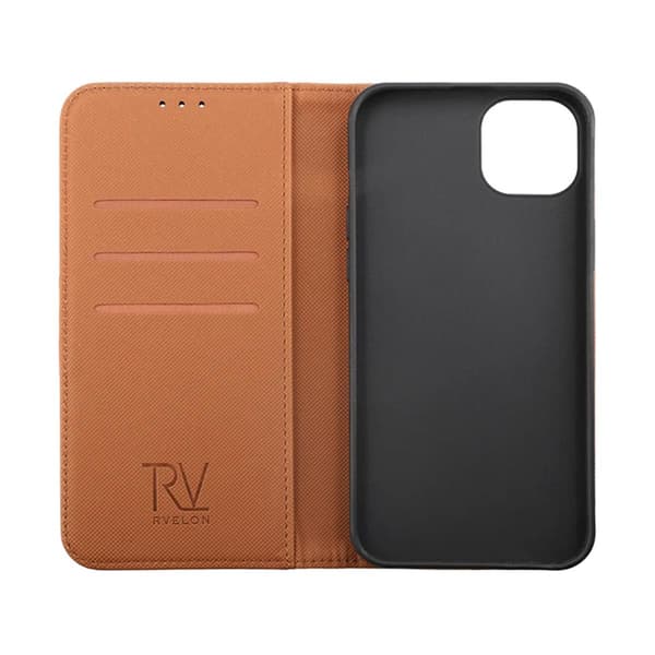 iPhone 14 Plus Plånboksfodral Extra Kortfack Rvelon - Brun Brun