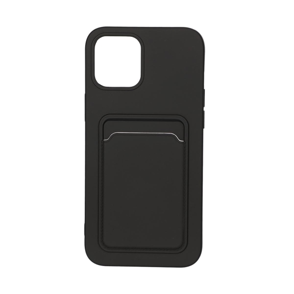 iPhone 12 Pro Max Silikonskal med Korthållare - Svart Black