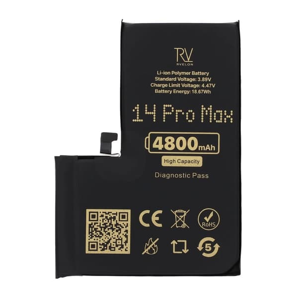 Rvelon Batteri för iPhone 14 Pro Max - 4800 mAh Högkapacitet