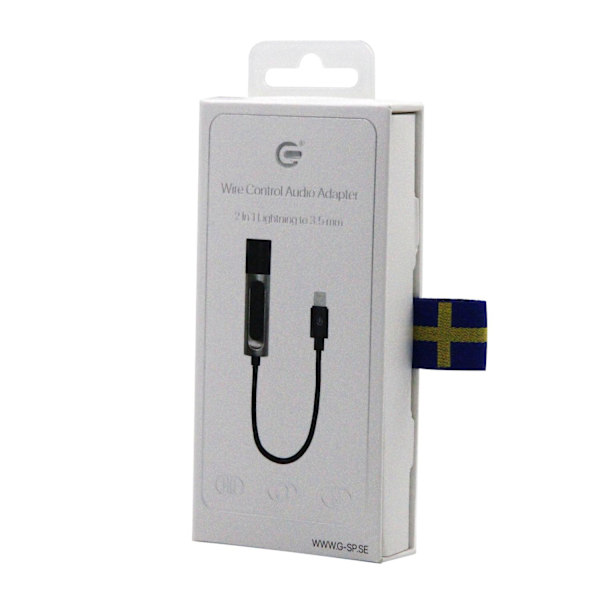 Lightning till 3,5mm Adapter med Ljudkontroll Svart