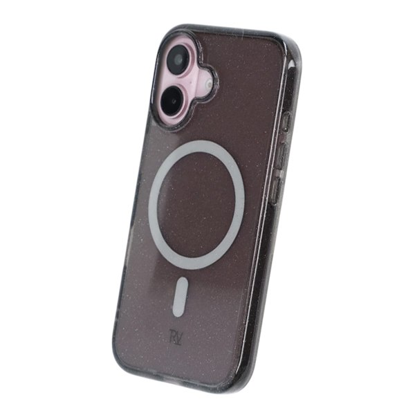 iPhone 16 Rvelon Mobilskal TPU med MagSafe - Glitter Svart Svart