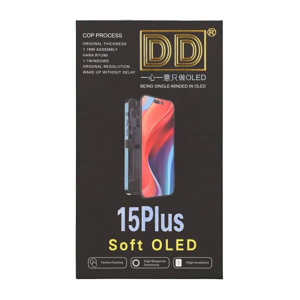 iPhone 15 Plus Soft OLED Skärm Hög Kvalitet - Svart (DD) sort