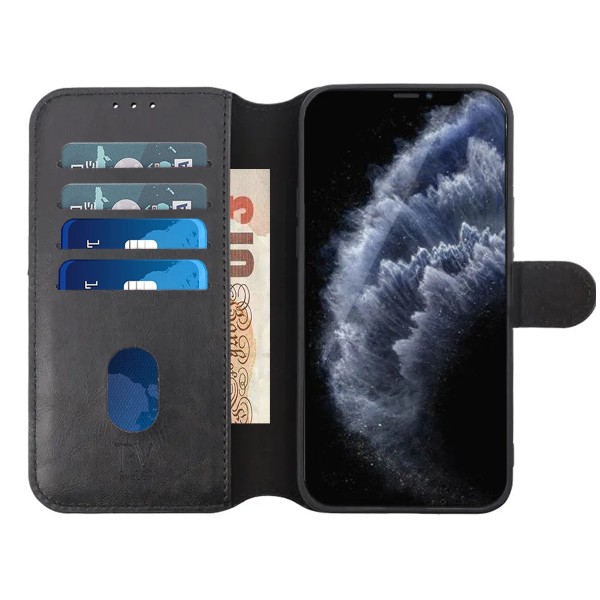 iPhone 12/12 Pro Plånboksfodral Magnet Rvelon - Svart Svart