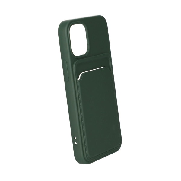 iPhone 13 Mini Silikonskal med Korthållare - Militärgrön Dark green