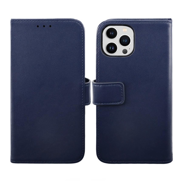 iPhone 14 Pro Plånboksfodral Läder Rvelon - Blå Marinblå