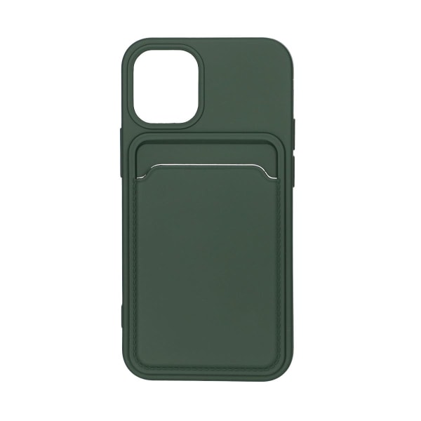 iPhone 12 Mini Silikonskal med Korthållare - Militärgrön Dark green