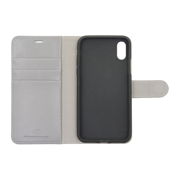 iPhone X/XS Plånboksfodral Läder med Stativ - Grå Brown