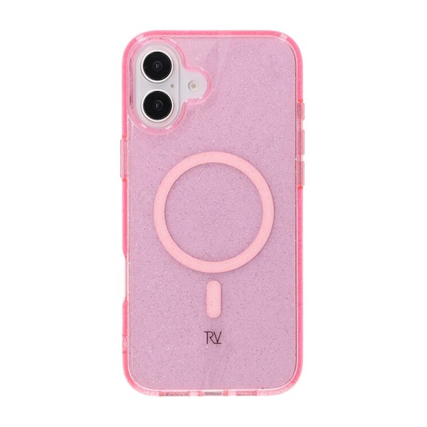 iPhone 16 Plus Rvelon Mobilskal TPU med MagSafe - Glitter Rosa Pink