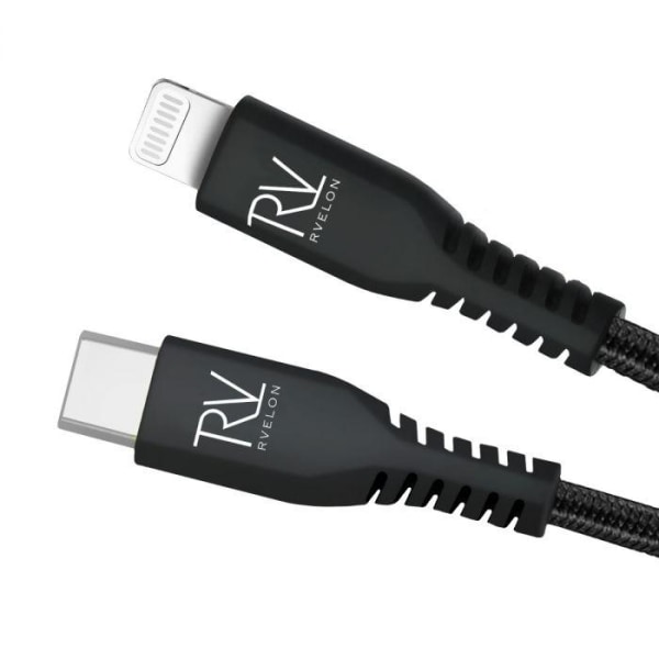 Rvelon USB-C till Lightning Kabel Flätad 1m Black