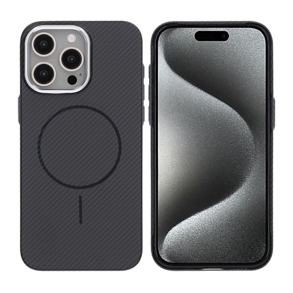 iPhone 15 Pro Max Mobilskal Carbonmönstrad - Svart Black
