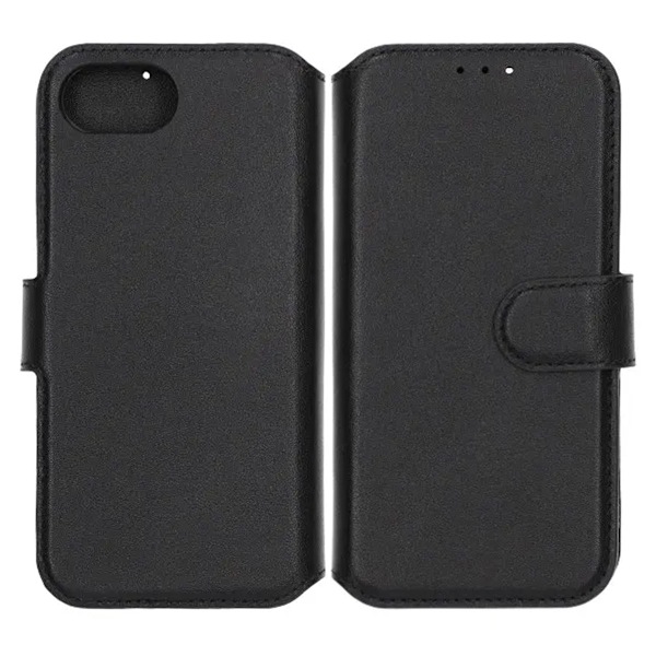 Rvelon Plånboksfodral Läder för iPhone 16e - Svart Black