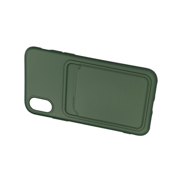 iPhone X/XS Silikonskal med Korthållare - Militärgrön Dark green