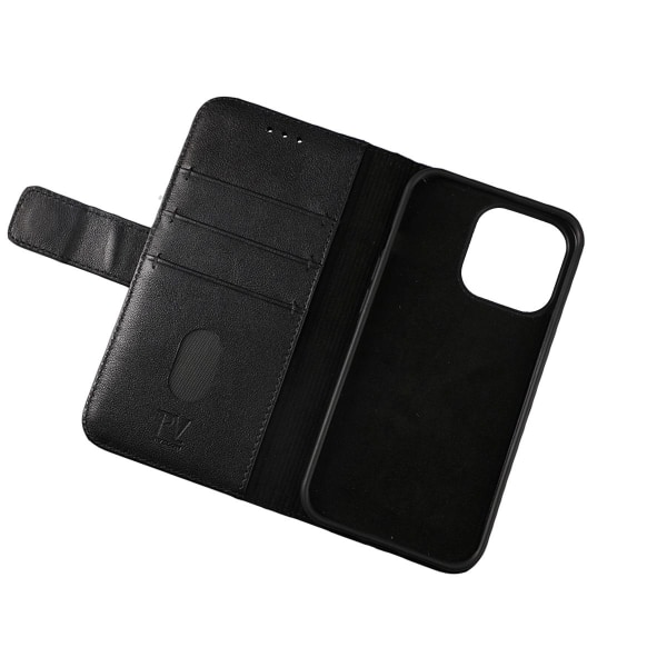 iPhone 13 Pro Max Plånboksfodral Läder Rvelon - Svart Black