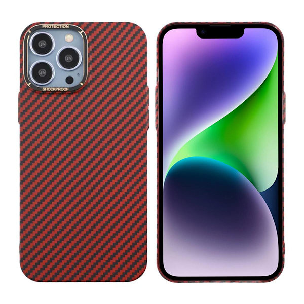 Kolfiber Skal iPhone 14 Pro - Röd Red