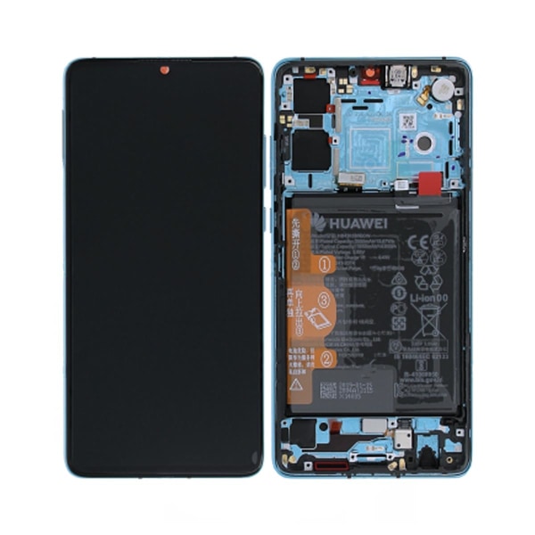 Huawei P30 (New Version) Skärm med LCD Display och Batteri Original - Aurora Blå Blå