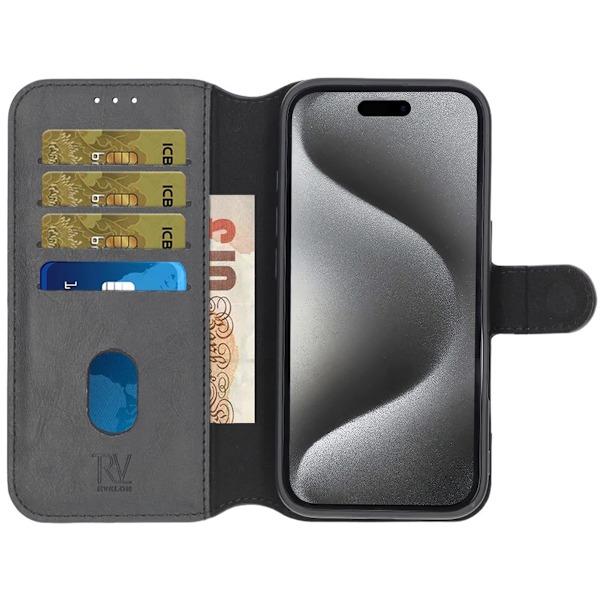 iPhone 16 Plus Plånboksfodral Magnet Rvelon - Svart Svart