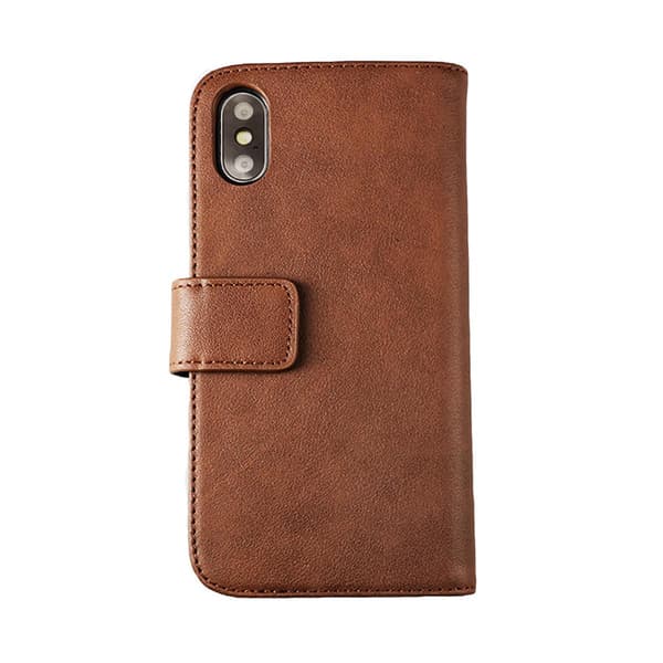 Rvelon Plånboksfodral Läder för iPhone X och XS - Brun Brun