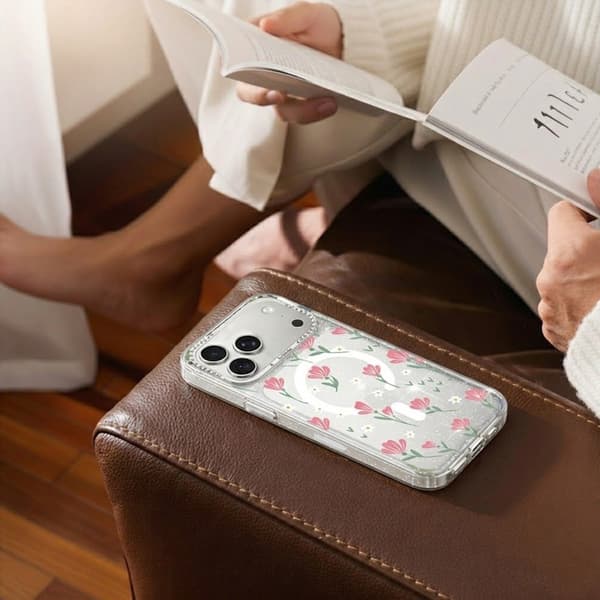 Blommigt Skal med Magsafe för iPhone 17 Pro - Rosa rosa