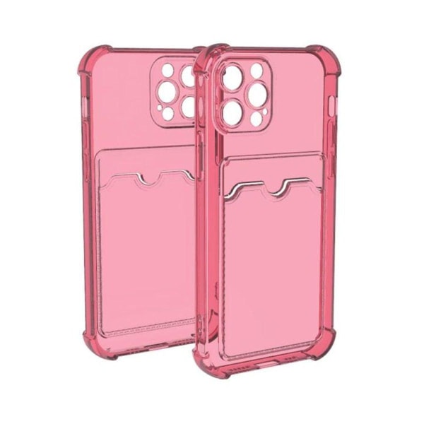 iPhone 12 Pro Stöttåligt Skal med Korthållare - Rosa Pink