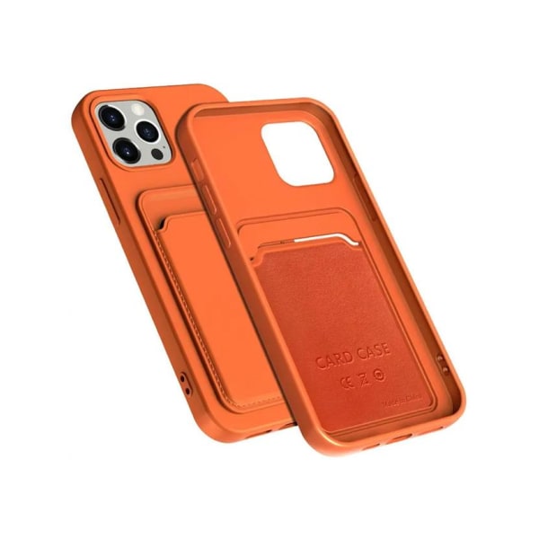 iPhone 13 Pro Silikonskal med Korthållare - Orange Orange