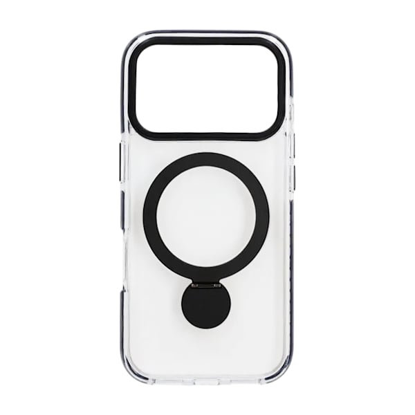 Cover Magsafe til iPhone 17 Pro Max - Transparent sort med ringstativ Black