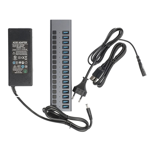 USB Multiadapter med 16st USB-A 3.0 uttag (90W)