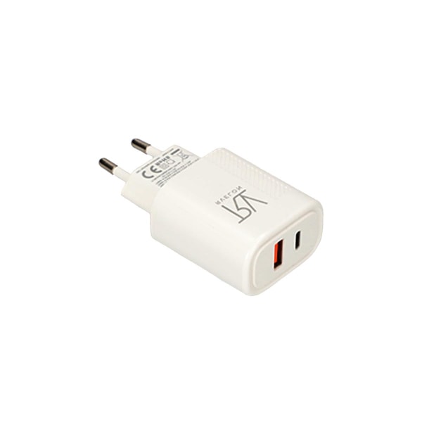 Rvelon Snabbladdare USB-A & USB-C 20W White